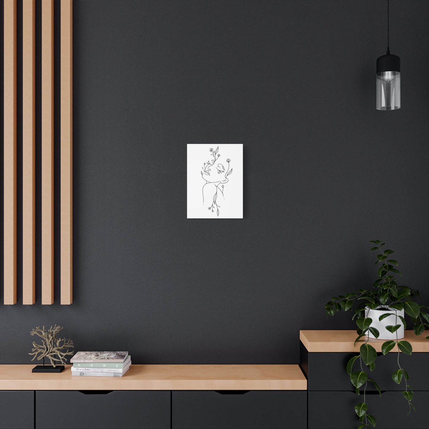 Floral Line Art Canvas Print, Minimalist Home Decor, Gallery Wall Art, Botanical Wall Hanging, Gift for Art Lovers