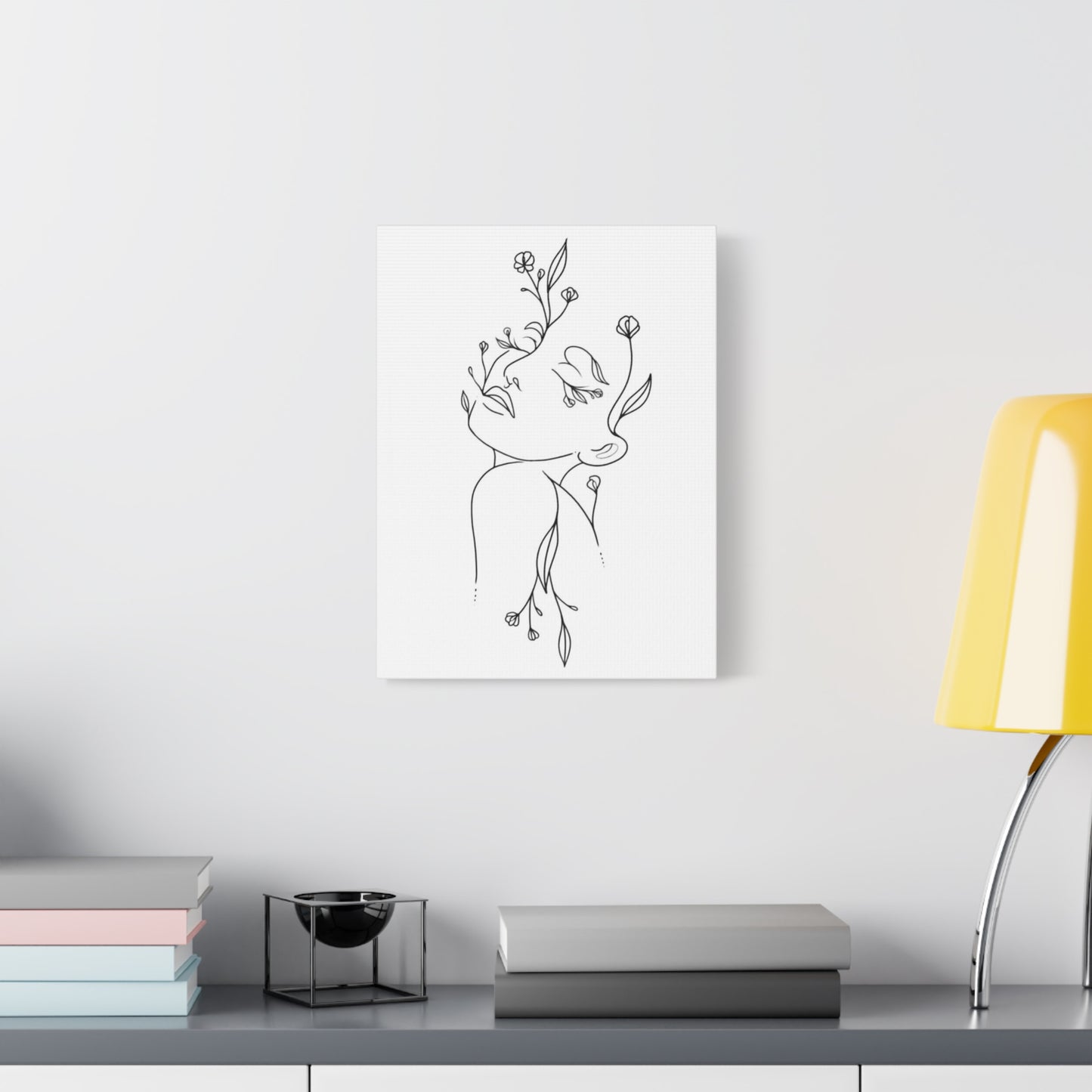 Floral Line Art Canvas Print, Minimalist Home Decor, Gallery Wall Art, Botanical Wall Hanging, Gift for Art Lovers