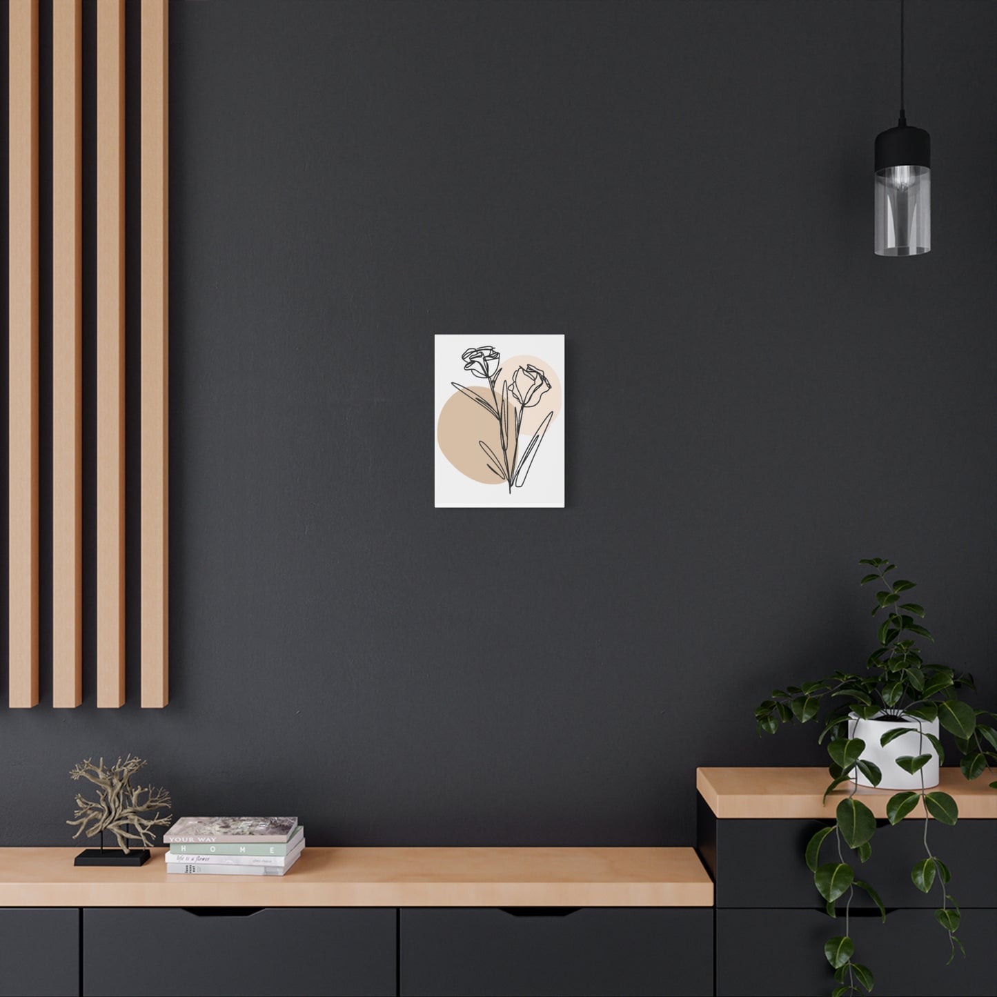 Floral Line Art Canvas Print - Minimalist Wall Decor, Home Aesthetic, Modern Art, Gift for Her, Office Decoration