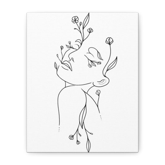 Floral Line Art Canvas Print, Minimalist Home Decor, Gallery Wall Art, Botanical Wall Hanging, Gift for Art Lovers