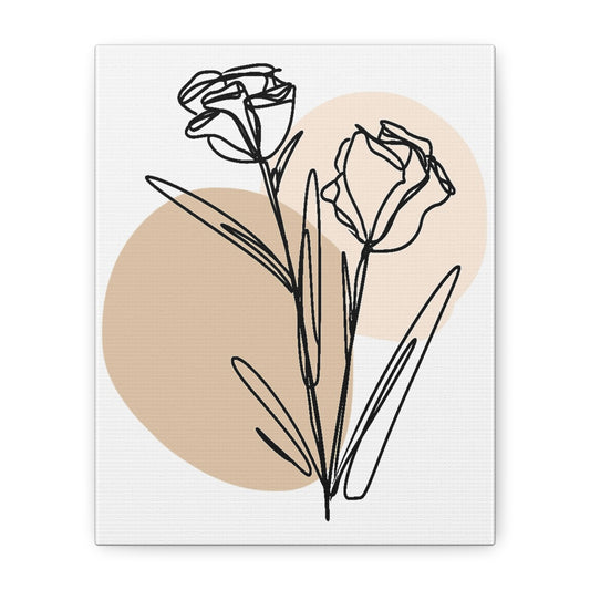 Floral Line Art Canvas Print - Minimalist Wall Decor, Home Aesthetic, Modern Art, Gift for Her, Office Decoration