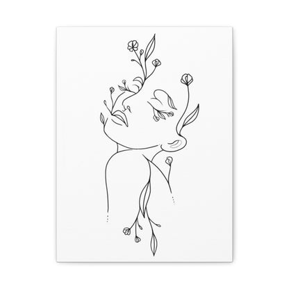 Floral Line Art Canvas Print, Minimalist Home Decor, Gallery Wall Art, Botanical Wall Hanging, Gift for Art Lovers