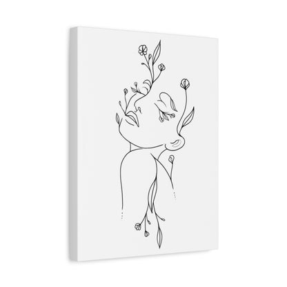Floral Line Art Canvas Print, Minimalist Home Decor, Gallery Wall Art, Botanical Wall Hanging, Gift for Art Lovers